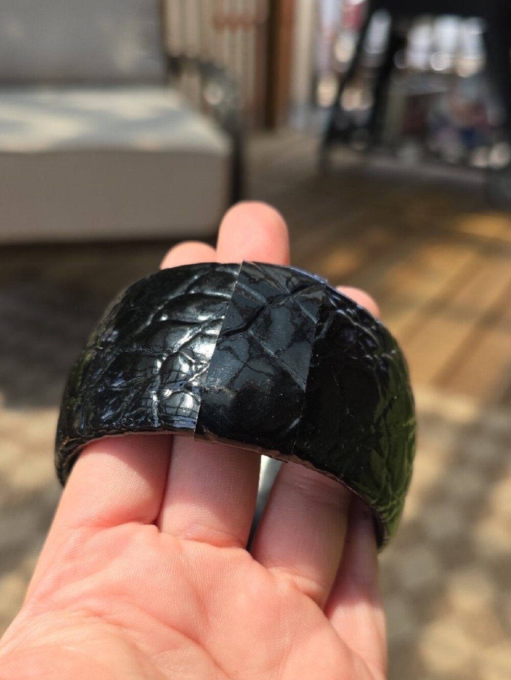 Black Textured Wide Bangle Bracelet - Unbranded - Picture 3 of 7